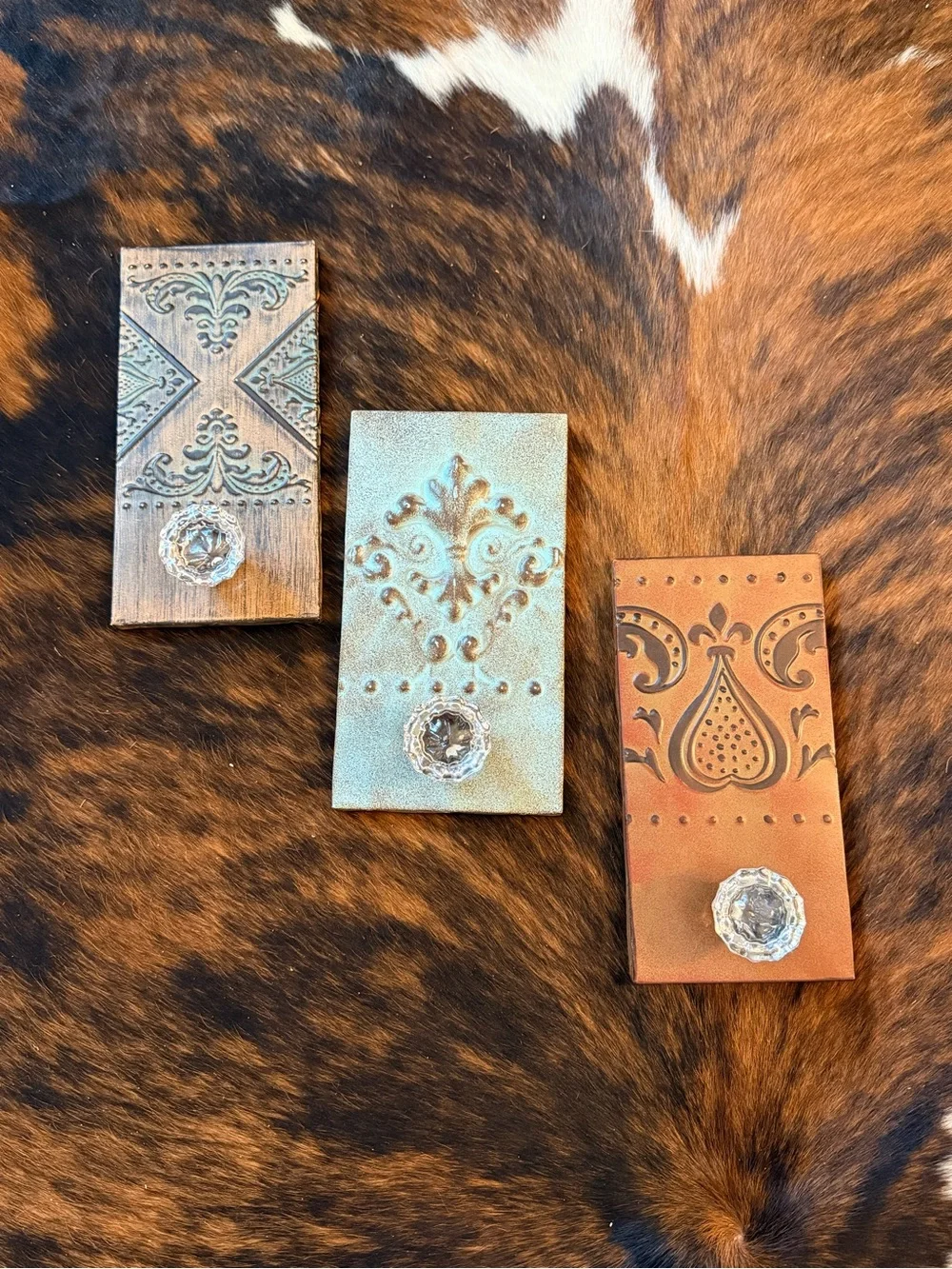 Rustic Decorative Wall Hooks in Turquoise and Brown